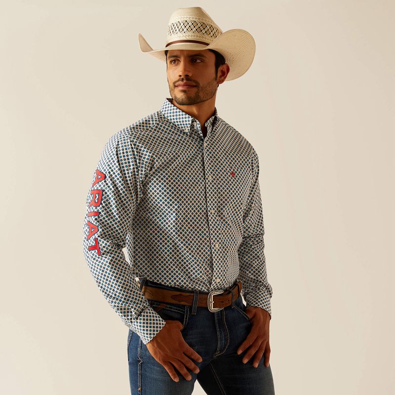 Ariat Team Lochlan Fitted Shirt Blanche Homme | JAV-71552840