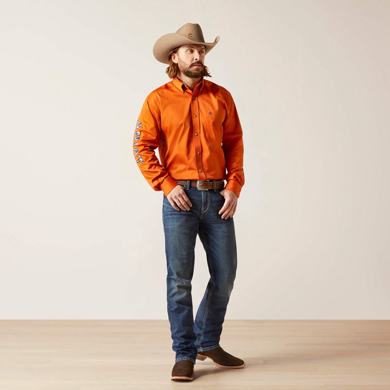 Ariat Team Logo Twill Classic Fit Shirt Rust Homme | NDE-83712035