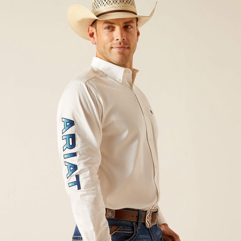 Ariat Team Logo Twill Classic Fit Shirt Blanche Homme | VSO-24437043