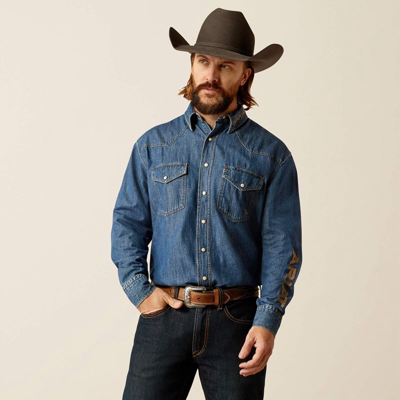 Ariat Team Denim Shirt Jazz Homme | JDO-92098405