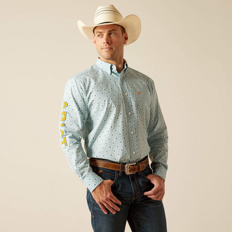 Ariat Team Colton Classic Fit Shirt Aqua Homme | NGF-86963787