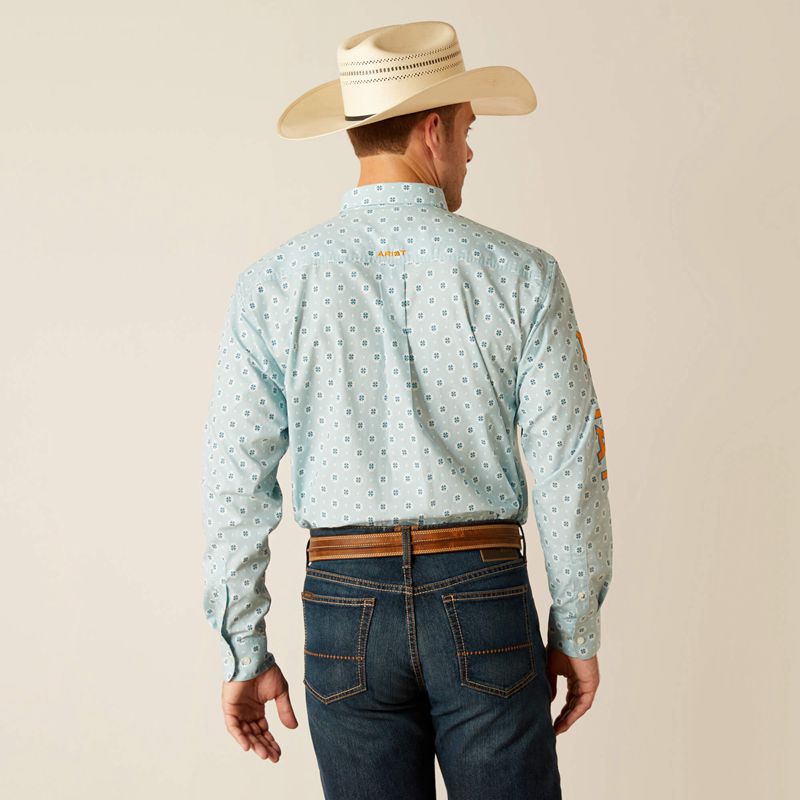 Ariat Team Colton Classic Fit Shirt Aqua Homme | NGF-86963787