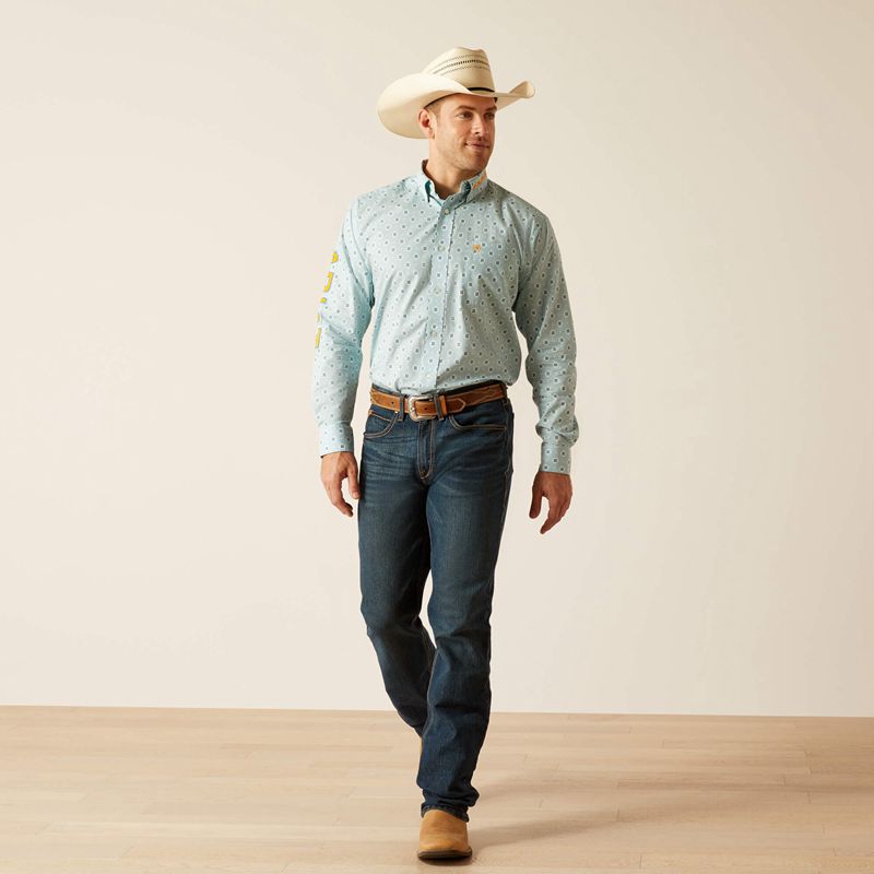 Ariat Team Colton Classic Fit Shirt Aqua Homme | NGF-86963787