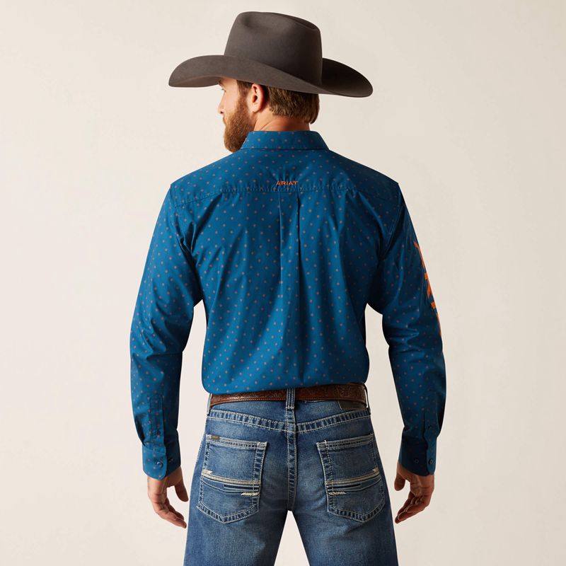 Ariat Team Clarence Fitted Shirt Bleu Homme | EQM-37682029