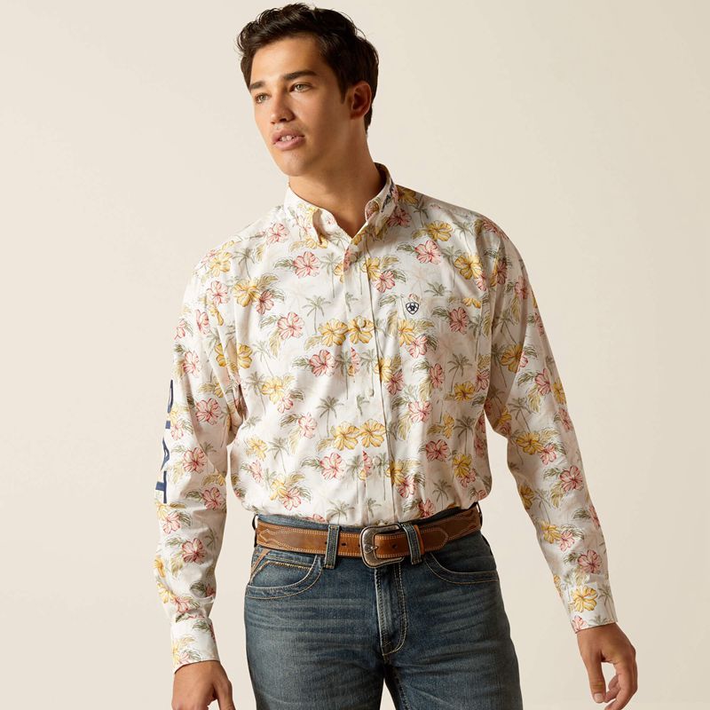 Ariat Team Charlie Classic Fit Shirt Gardenia Homme | LAR-60486521