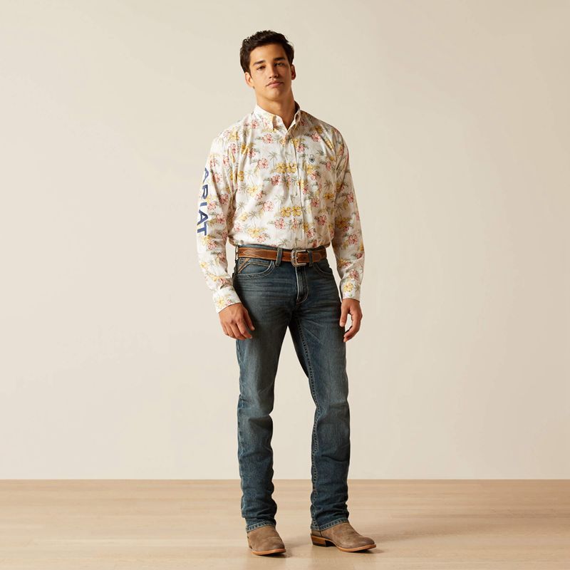 Ariat Team Charlie Classic Fit Shirt Gardenia Homme | LAR-60486521