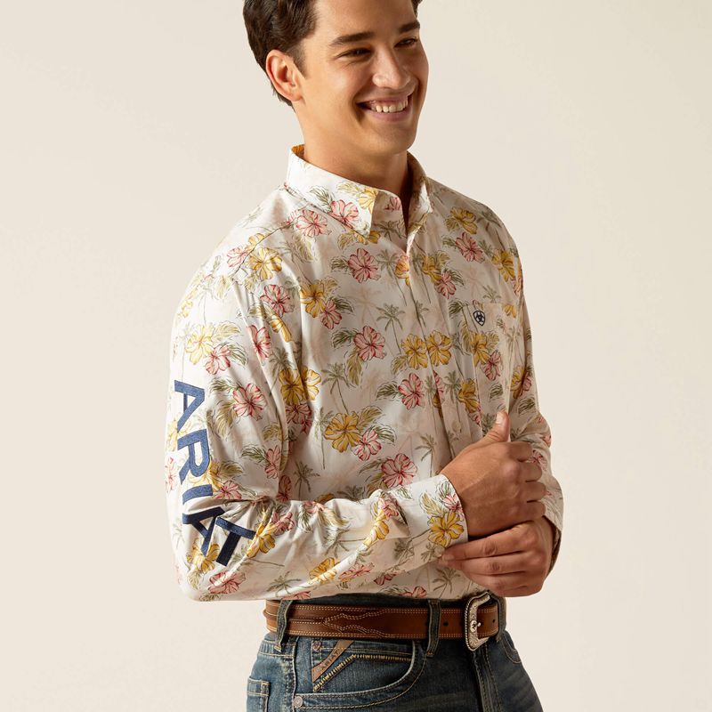 Ariat Team Charlie Classic Fit Shirt Gardenia Homme | LAR-60486521