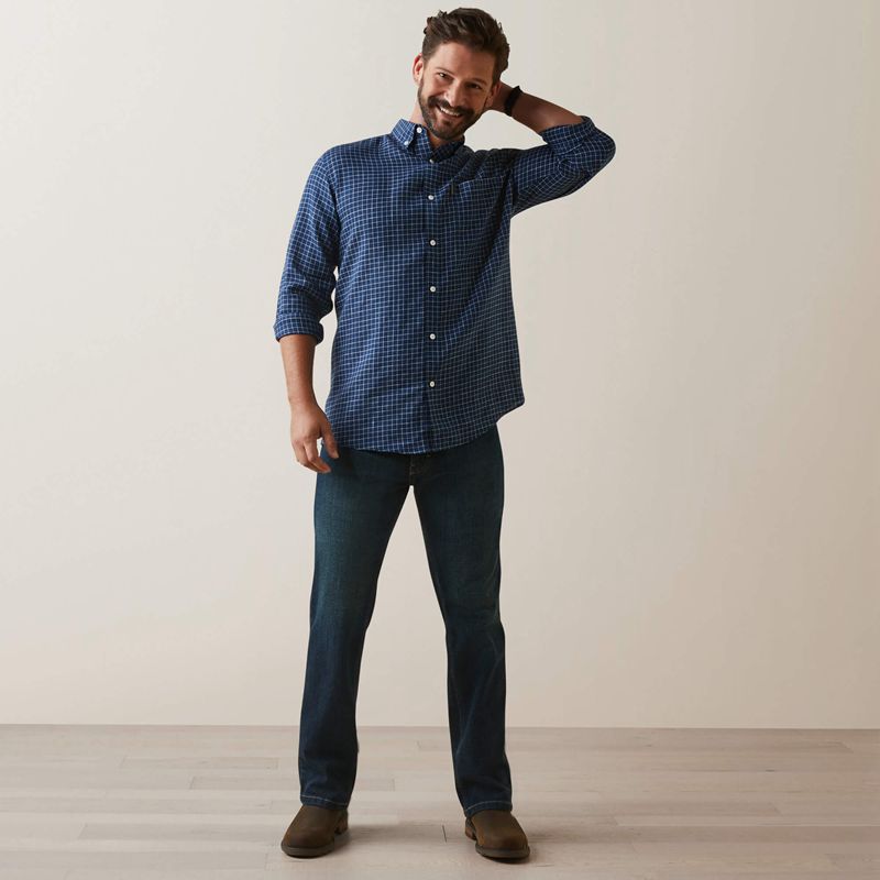 Ariat Sonoma Shirt Bleu Marine Homme | OJU-24674775