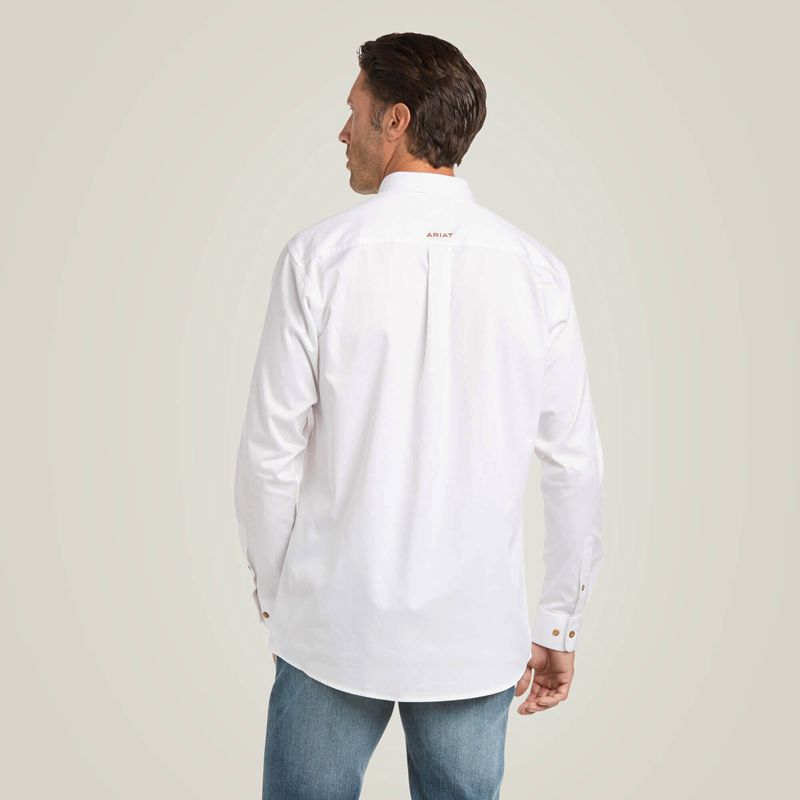 Ariat Solid Twill Fitted Shirt Blanche Homme | EFW-19283558