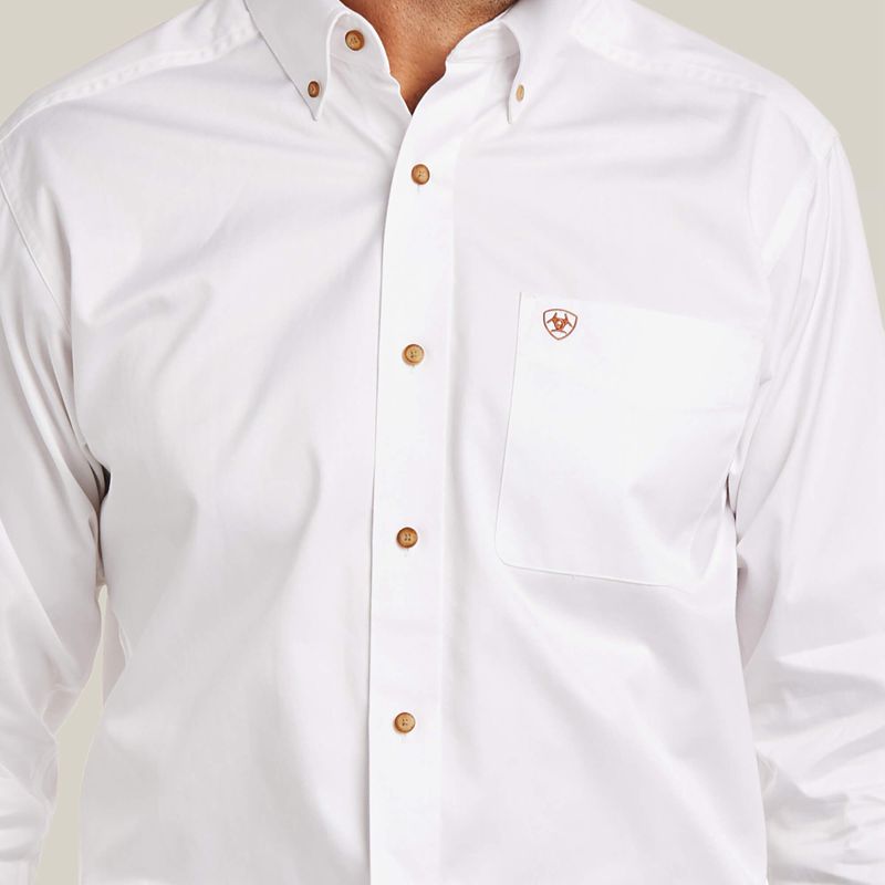 Ariat Solid Twill Fitted Shirt Blanche Homme | EFW-19283558