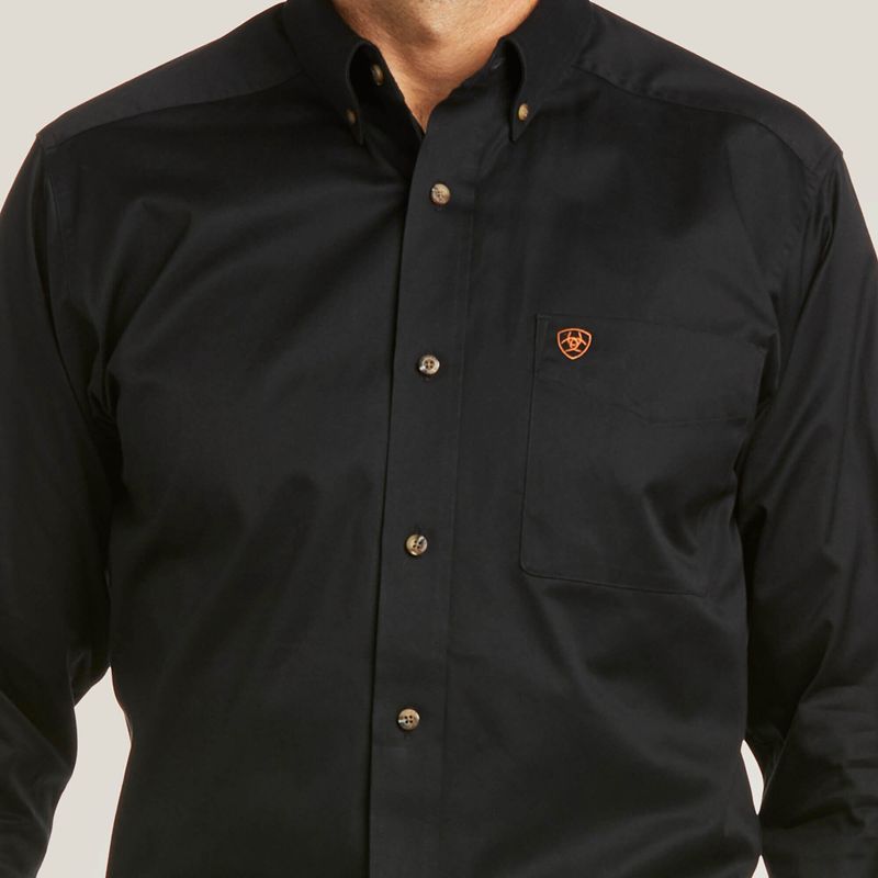 Ariat Solid Twill Fitted Shirt Noir Homme | IGJ-22159841