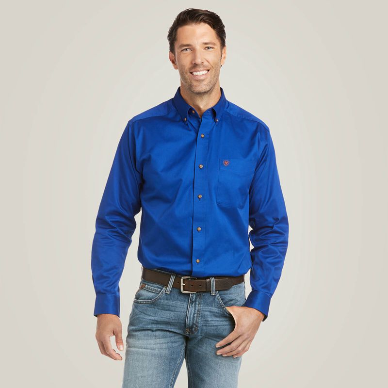 Ariat Solid Twill Fitted Shirt Ultramarine Homme | RWA-52702062