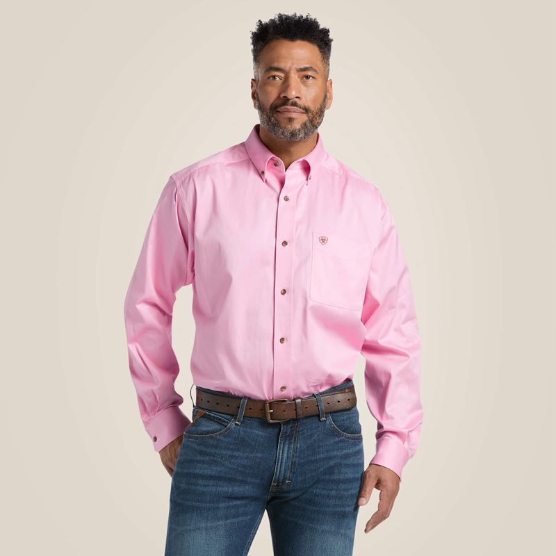 Ariat Solid Twill Classic Fit Shirt Rose Homme | UBN-82720649