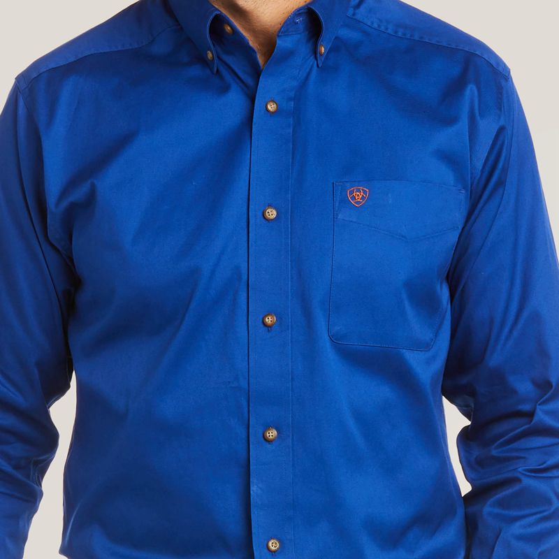 Ariat Solid Twill Fitted Shirt Ultramarine Homme | RWA-52702062