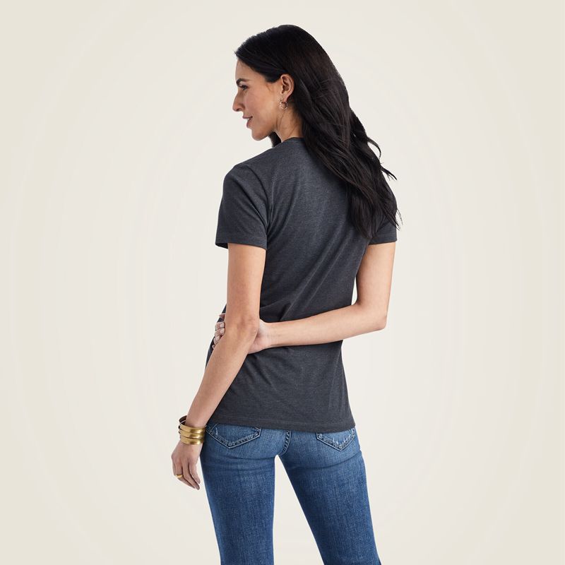 Ariat Wheat Script Tee Charcoal Heather Femme | NXT-80628630