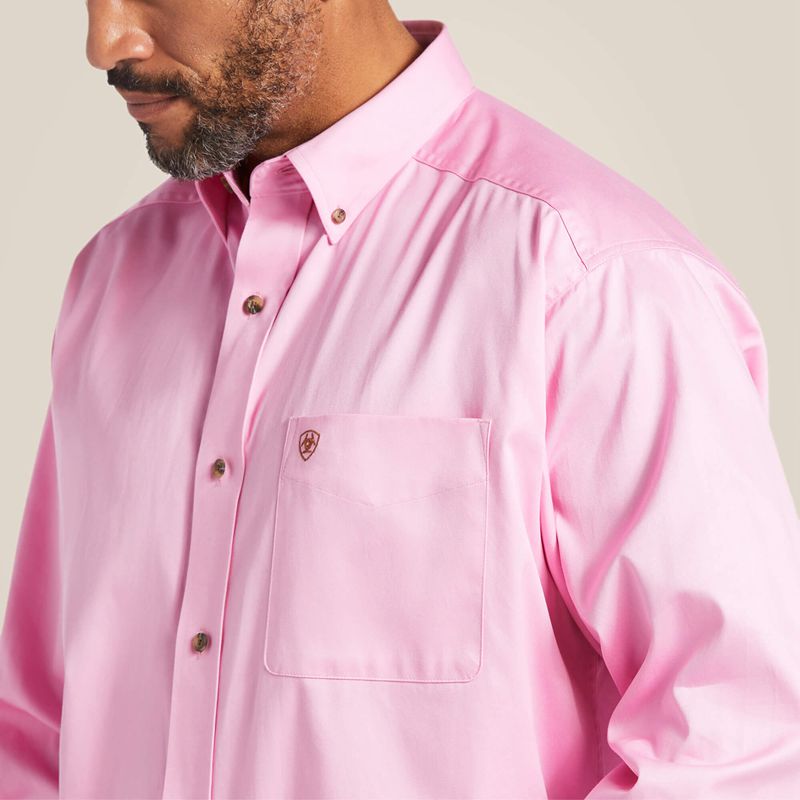 Ariat Solid Twill Classic Fit Shirt Rose Homme | UBN-82720649