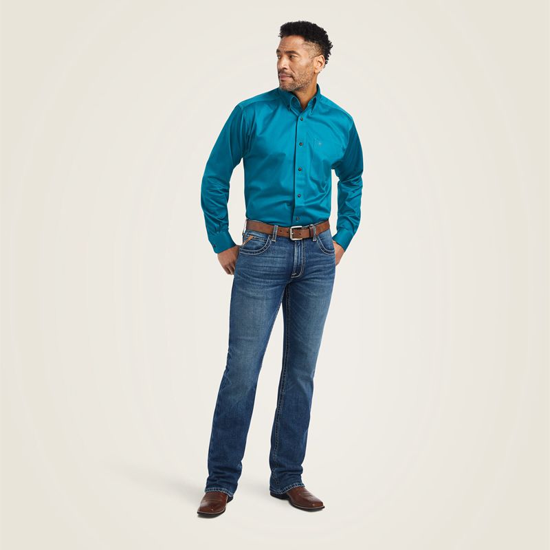 Ariat Solid Twill Classic Fit Shirt Ocean Depths Homme | SUT-01534413