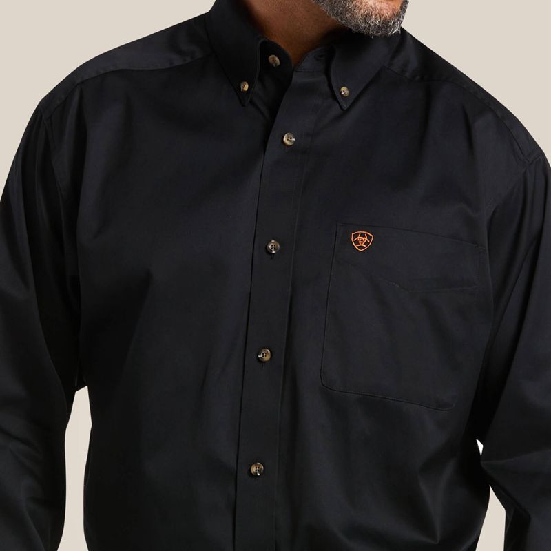 Ariat Solid Twill Classic Fit Shirt Noir Homme | OPN-30407237