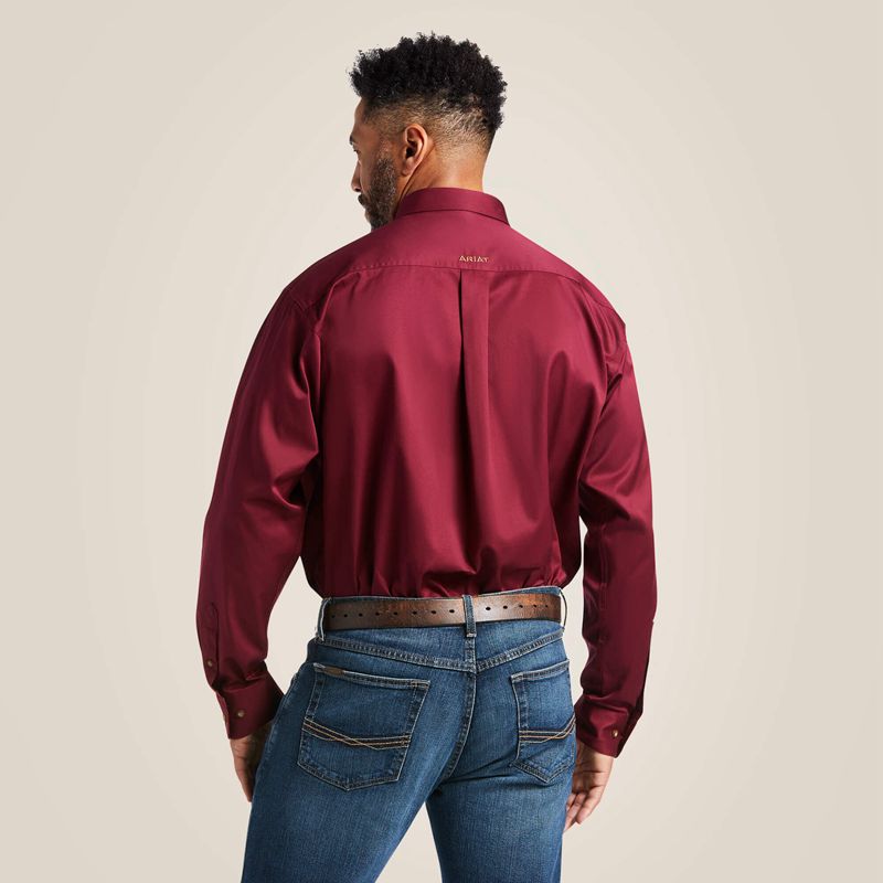 Ariat Solid Twill Classic Fit Shirt Bordeaux Homme | ODP-24156082