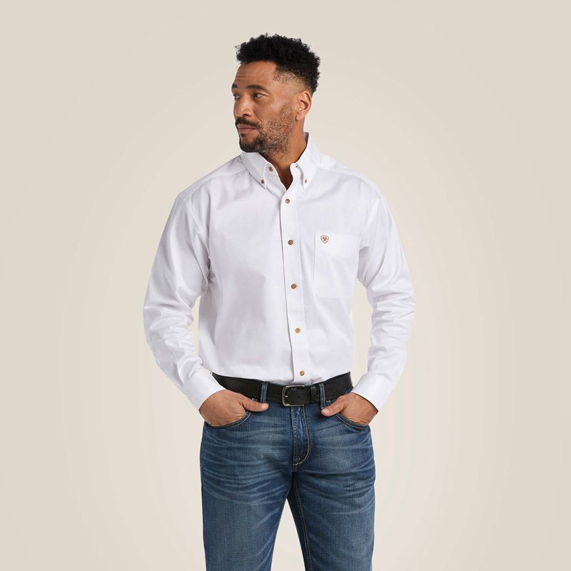 Ariat Solid Twill Classic Fit Shirt Blanche Homme | RYD-95252532