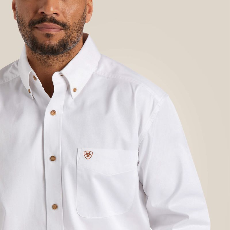 Ariat Solid Twill Classic Fit Shirt Blanche Homme | RYD-95252532