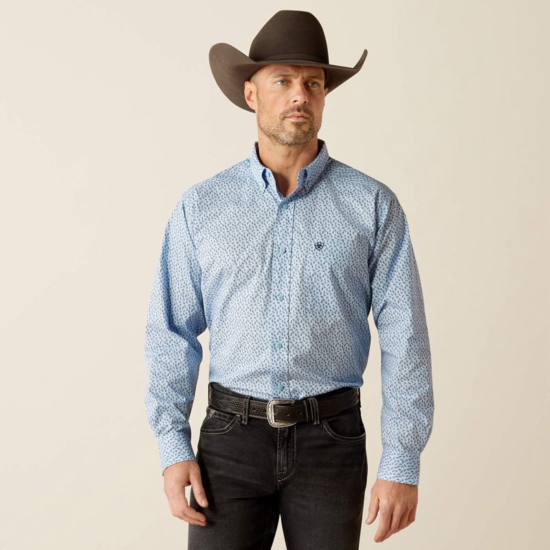 Ariat Rowan Classic Fit Shirt Bleu Clair Homme | SXS-82947487