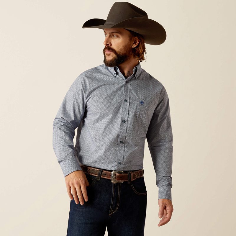 Ariat Rider Fitted Shirt Bleu Clair Homme | TXC-08782732