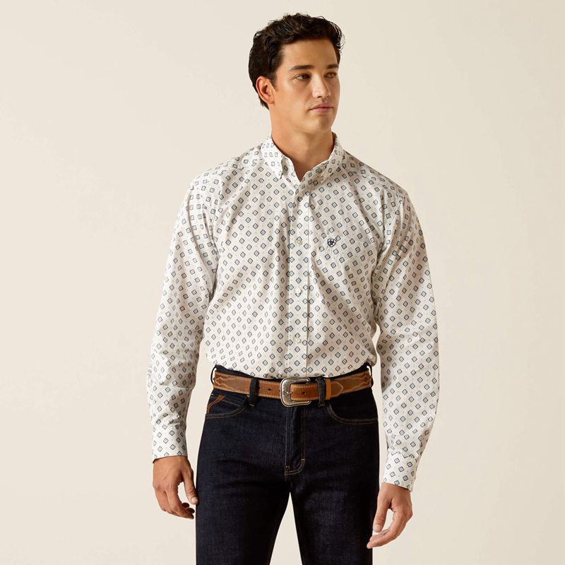 Ariat Rocco Classic Fit Shirt Blanche Homme | JCD-46452201