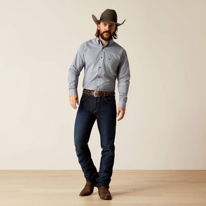 Ariat Rider Fitted Shirt Bleu Clair Homme | TXC-08782732