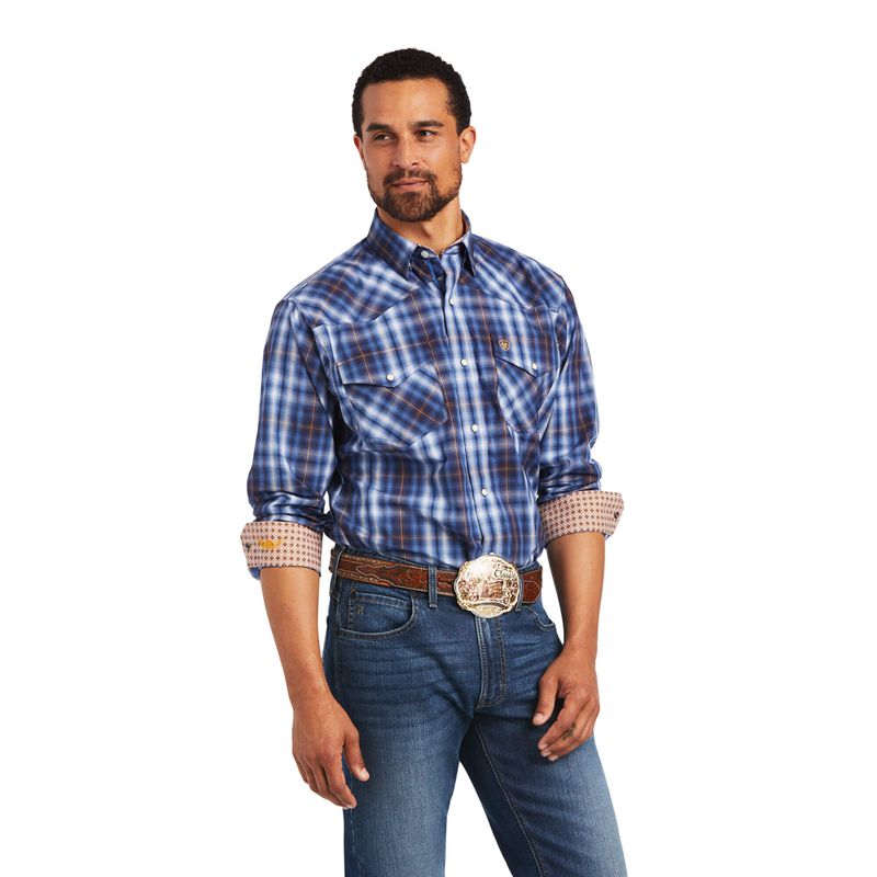 Ariat Relentless Inexorable Stretch Classic Fit Snap Shirt Bleu Homme | QPU-50230620