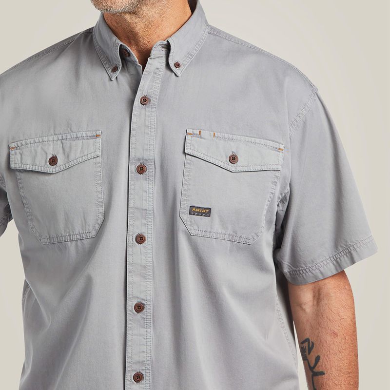 Ariat Rebar Washed Twill Work Shirt Argent Homme | JCO-85122489