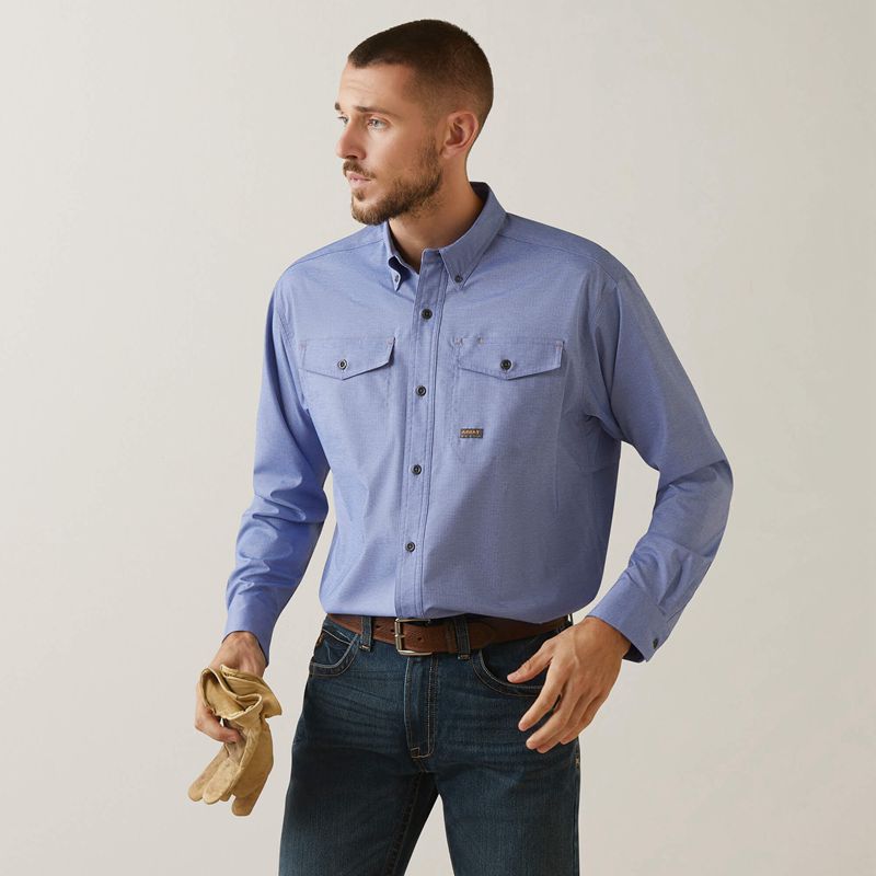 Ariat Rebar Made Tough Venttek Durastretch Work Shirt Surf Web Heather Homme | BNX-44402004