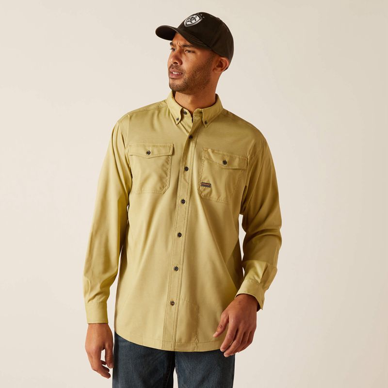 Ariat Rebar Made Tough Venttek Durastretch Work Shirt Peatmoss Heather Homme | BPS-22509246