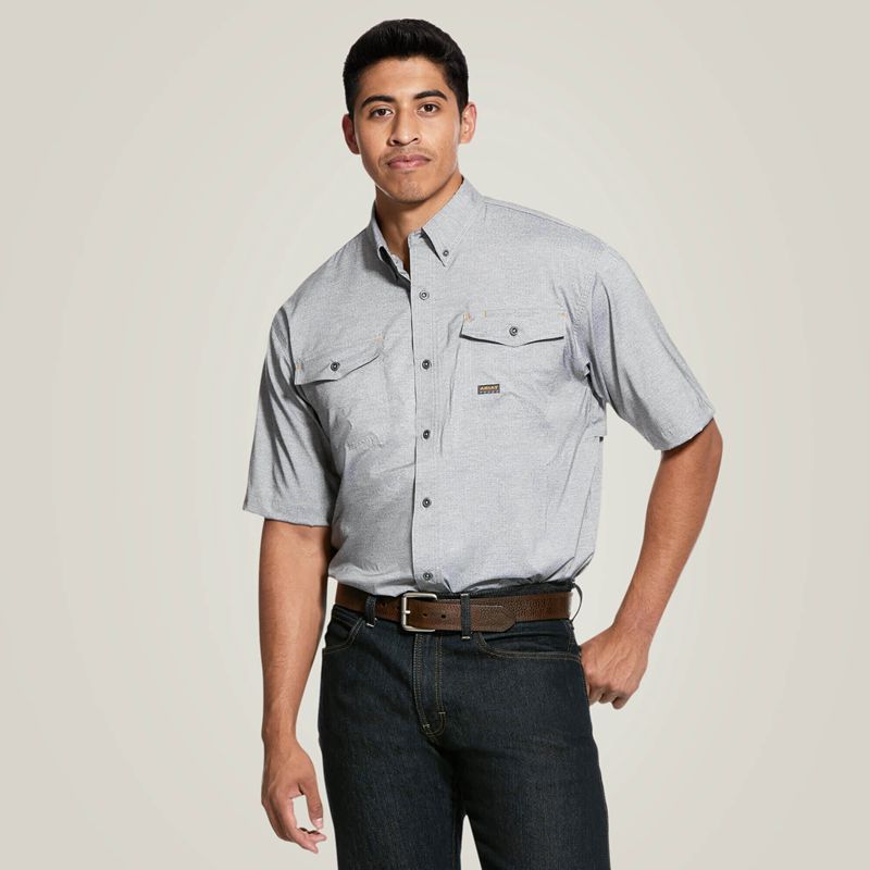 Ariat Rebar Made Tough Venttek Durastretch Work Shirt Charcoal Heather Homme | MLQ-80607191