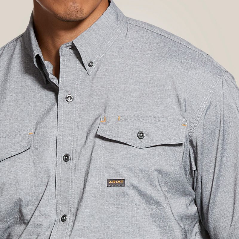 Ariat Rebar Made Tough Venttek Durastretch Work Shirt Charcoal Heather Homme | MLQ-80607191