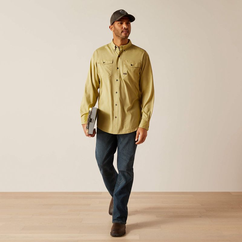 Ariat Rebar Made Tough Venttek Durastretch Work Shirt Peatmoss Heather Homme | BPS-22509246