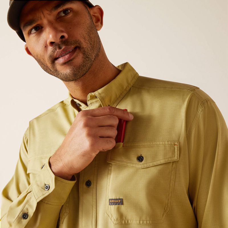 Ariat Rebar Made Tough Venttek Durastretch Work Shirt Peatmoss Heather Homme | BPS-22509246