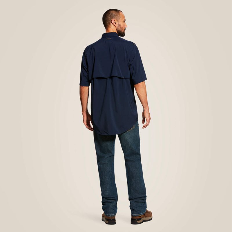 Ariat Rebar Made Tough Venttek Durastretch Work Shirt Bleu Marine Homme | STZ-36514164