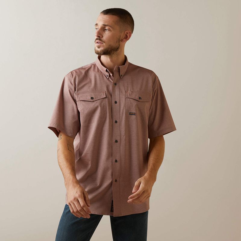 Ariat Rebar Made Tough Venttek Durastretch Work Shirt Toffee Heather Homme | ACL-04201404