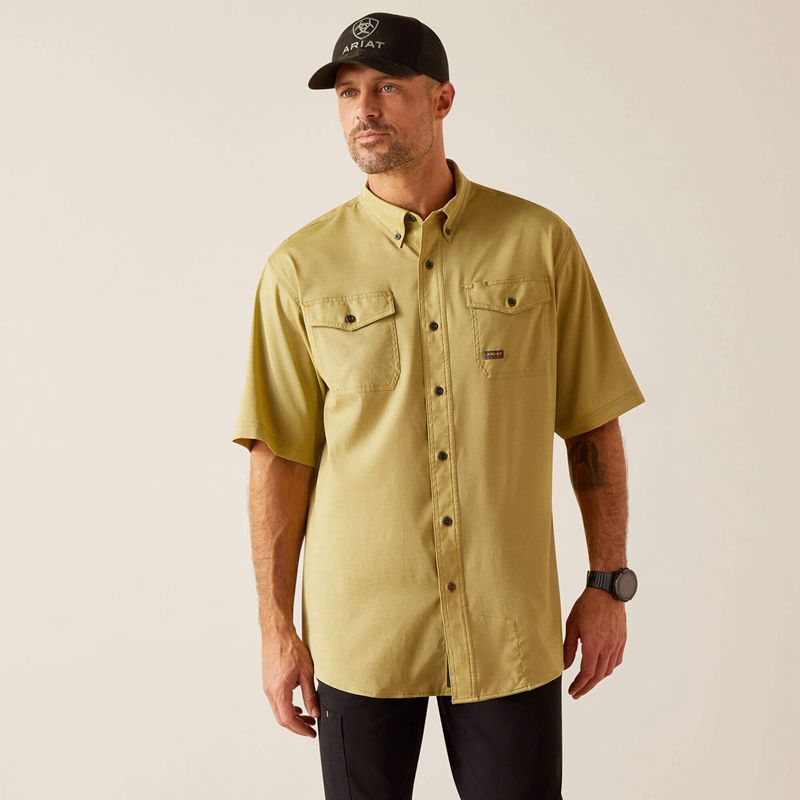 Ariat Rebar Made Tough Venttek Durastretch Work Shirt Peatmoss Heather Homme | BNC-55851309