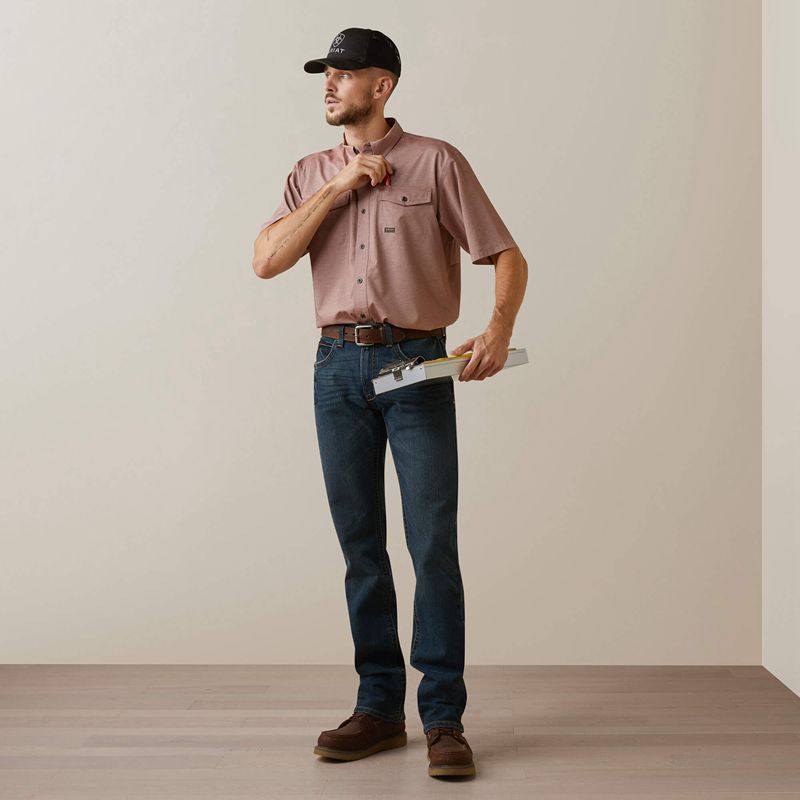 Ariat Rebar Made Tough Venttek Durastretch Work Shirt Toffee Heather Homme | ACL-04201404