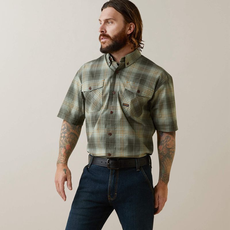 Ariat Rebar Made Tough Durastretch Work Shirt Vert Homme | JXT-21284633