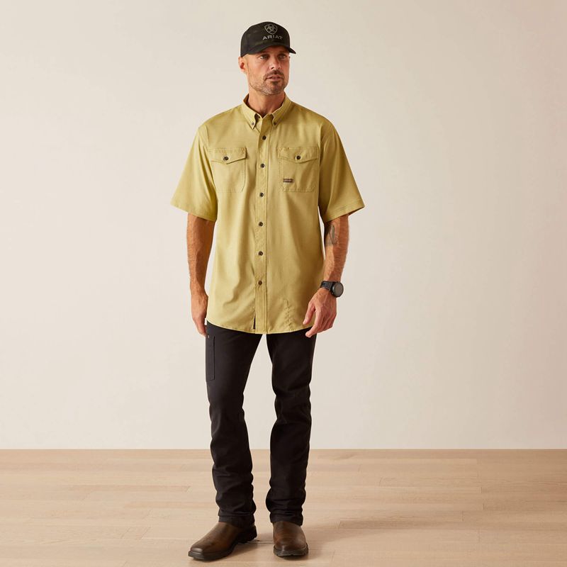 Ariat Rebar Made Tough Venttek Durastretch Work Shirt Peatmoss Heather Homme | BNC-55851309