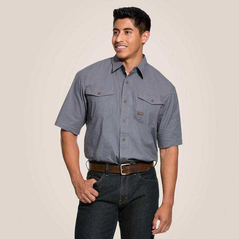 Ariat Rebar Made Tough Durastretch Work Shirt Steel Homme | JQY-82234723