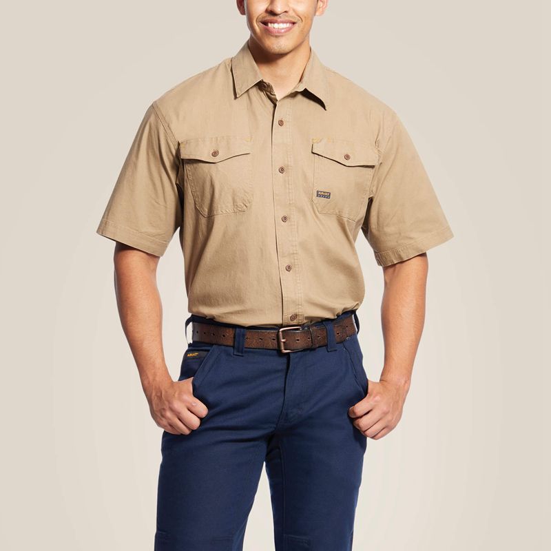 Ariat Rebar Made Tough Durastretch Work Shirt Kaki Homme | GLM-07885243