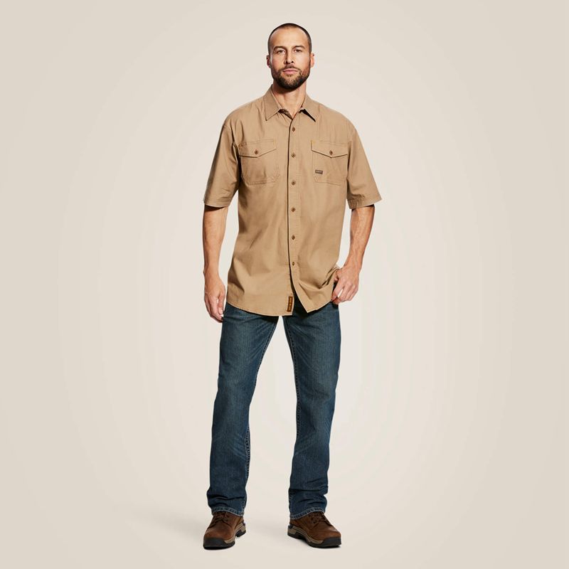 Ariat Rebar Made Tough Durastretch Work Shirt Kaki Homme | GLM-07885243