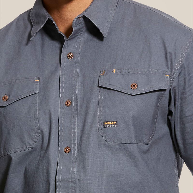 Ariat Rebar Made Tough Durastretch Work Shirt Steel Homme | JQY-82234723