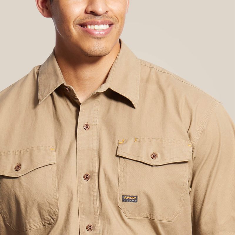 Ariat Rebar Made Tough Durastretch Work Shirt Kaki Homme | GLM-07885243