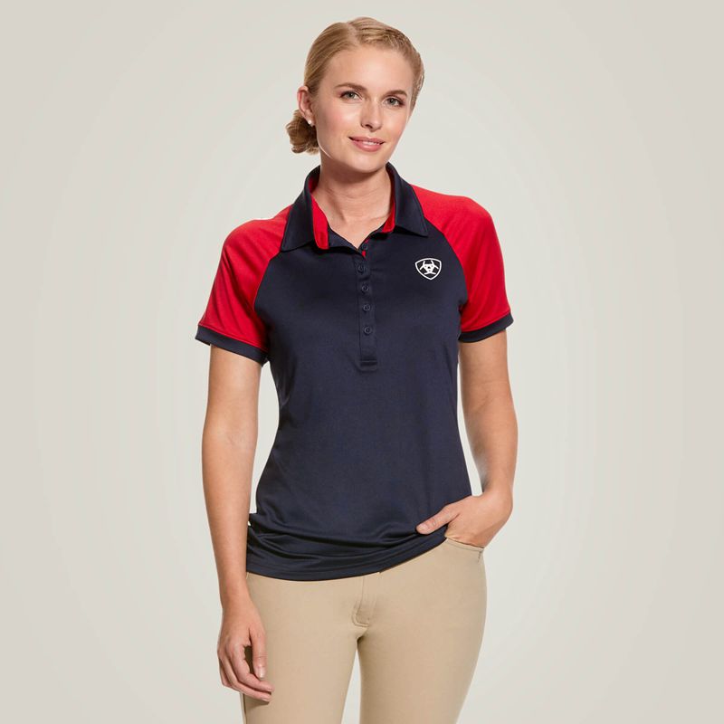 Ariat Team 3.0 Polo Bleu Marine Femme | YPE-75368643