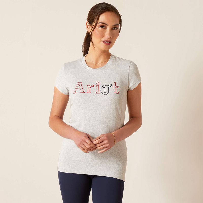 Ariat Saddle T-Shirt Grise Femme | CLE-98746651